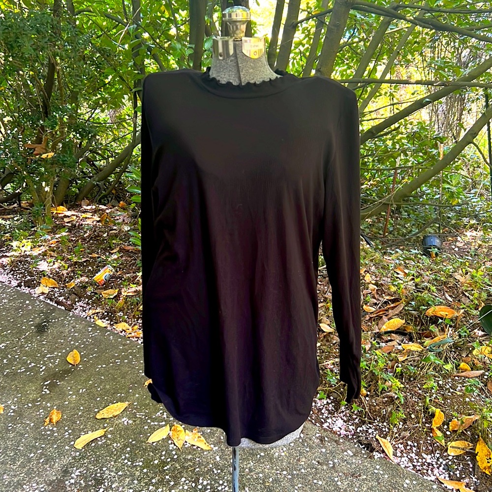 Torrid black lettuce-hem mockneck top